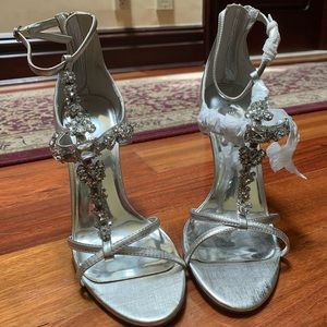 Silver Embellished High Heels